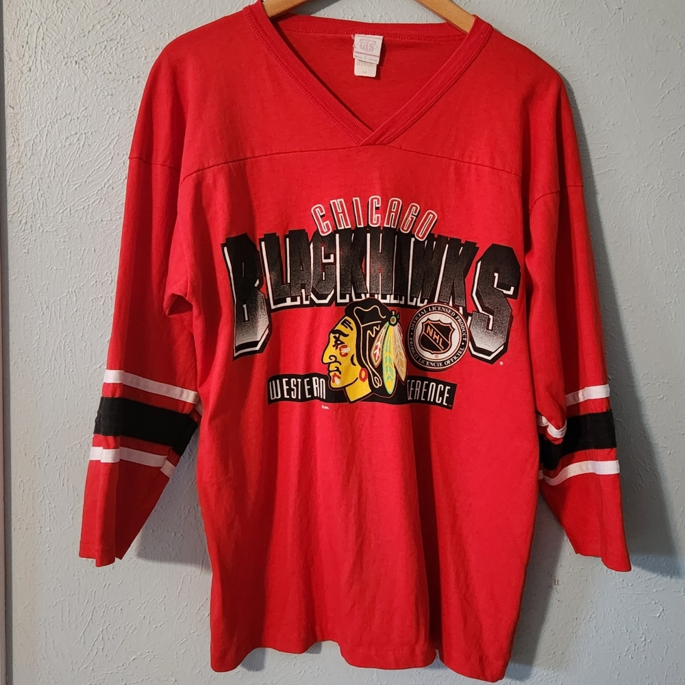 Vintage 80s NHL Chicago Blackhawks Jersey Tee Large - Picture 2 of 14